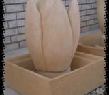 Tulip patio fountain on large square base