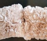 2 x gorgeous beige frill small square cushions