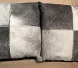 COW HIDE LEATHER CUSHIONS X 2