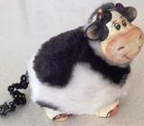 Cute cow - clay craft with synthetic fur