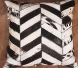 HIDE LEATHER CUSHION, CHEVRON PATTERN