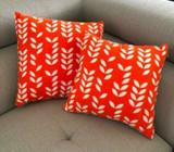 Orange Patterned Cushions x 2