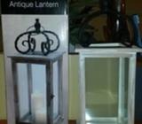 2 BRAND NEW Hanging Wooden and Metal White Wash Lanterns $85ono