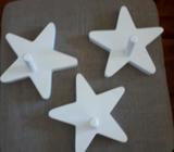 White star shape timber hooks x 3 NEW