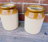 2 x vintage brown stoneware xaddys