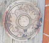 Solid carved elephant themed single piece of wood decor piece