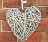 Hand woven split cane heart decor piece