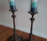 2 iron candlesticks