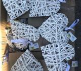 Wedding Decorative Hearts White x 6