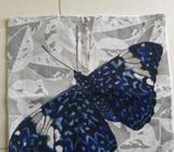 Stunning grey & blue butterfly cushion cover