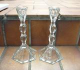 Pair of glass candlesticks