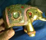 elephant incense or decoration gold & jewels trunk up
