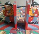Wooden bookends. Clown bookends