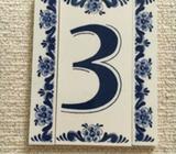 European decorative number 3 tile