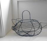 PIG SHAPED KITCHEN EGG DECORATIVE BLUE WIRE BASKET