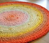 Sunburst Orange/Yellow Hand Made Crochet Rag Accent Mat