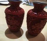 Pair of beautifully carved incense vases