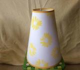 Decorative round white and yellow conical shaped lampshade