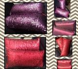 NORMAN'S Satin & Sequence Rectangular 2 Cushions Set - Red or Purple