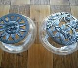 2 X GLASS & PEWTER POTPOURRI BOWLS - $5 LOT