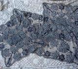 SET 3 BEAUTIFUL GREY/PEWTER BEADED, SEQUINS TABLE TOPPERS