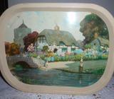 VINTAGE WORCESTER WARE TRAY DECORTIVE METAL TRAY 50CM, 13.5CM