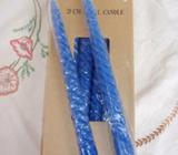 11 BLUE SPIRAL TWIST DINNER CANDLES 25CM NEW