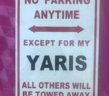 Yaris parking sign