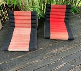 Pair of Thai triangle floor cushions with seat in fair condition