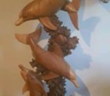 HUGE 5 POD DOLPHIN FAMILY STATUE SCULPTURE