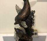 2 DOLPHINS Wood carving