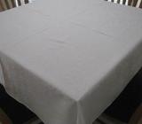 TABLECLOTH 150cm x 150cm -WHITE SHEEN with EMBOSSED DESIGN As New