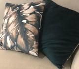 2 x velvet, reversible cushions - excellent condition