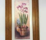 FLOWERS WOODEN FRAME PICTURE in very good condition