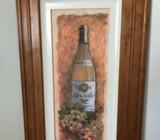 Wine Bottle with Grapes Wooden Picture Frame