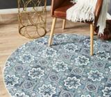Round Flat-weave Cotton Printed Rugs