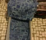 Blue Patterned Cotton Doorway x 2 and Window Curtains x 2