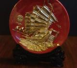 Decorative Chinese plate with gold foil Junk Pattern BRAND NEW