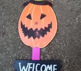 halloween pumpkin welcome sign $4