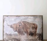 Cattle painting on Hessian material on canvas