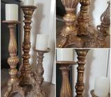 3 Gold Candlesticks in perfect condition, different sizes & styles