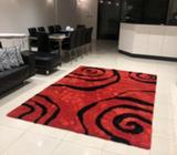 Shaggy Rug red and black swirl