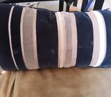 Beautiful navy, grey and beige velvet cushions x 2