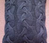 Grey knitted cushion