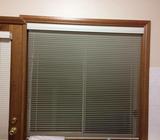 5 x Slimline Aluminium Blinds Beige with Small Timber Pelmets