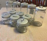 glass jar with lid x 11 (5 tall, 6 short)
