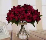 12 x Wine Red Hydrangea stems bouquets Artficial flowers