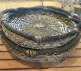 Dark cane and black rope table organizers x 2