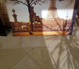 2 x ARTWORK. NEVER BEEN HUNG, EIFFEL TOWER AND PEONIES