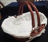 Handled Varnished Wicker Basket